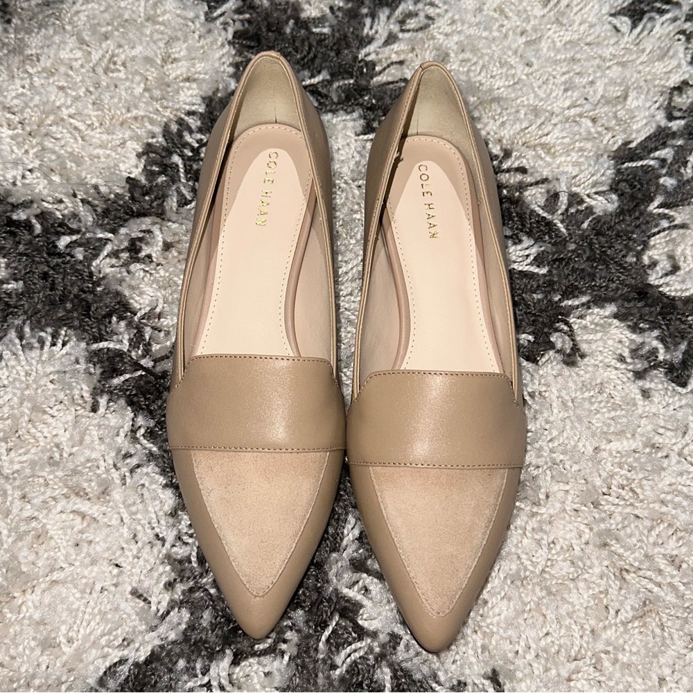 NWOT Cole Haan Nude Pointed Toe Loafers